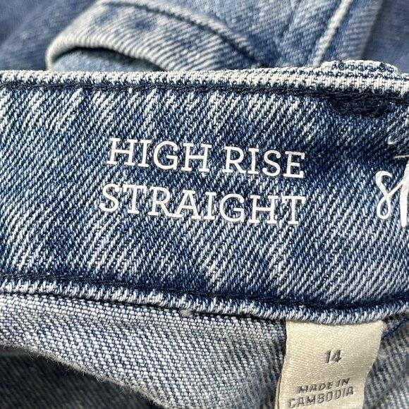 Style & Co High Rise Straight Jeans Light Wash Size 14 Fading Cotton Stretch - Picture 3 of 7